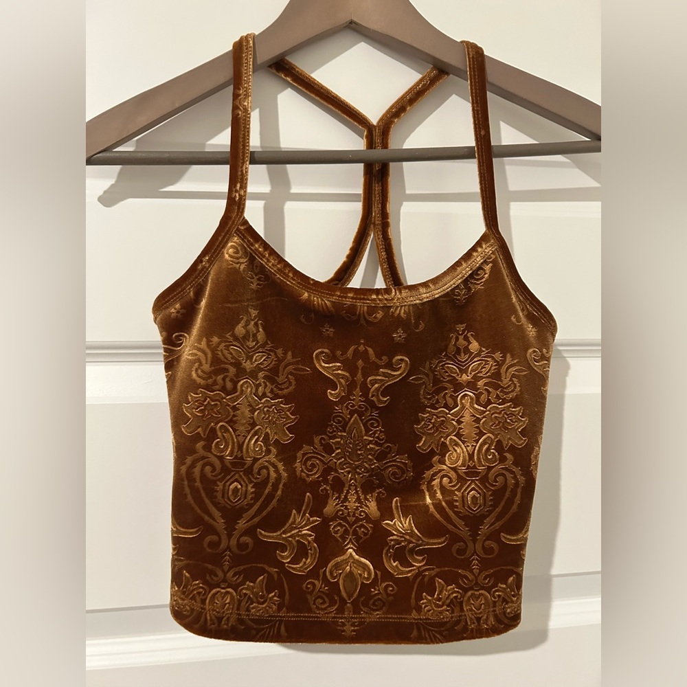 Beyond Yoga Velvet Slim Racerback Crop Tank Bronze Brown Size S